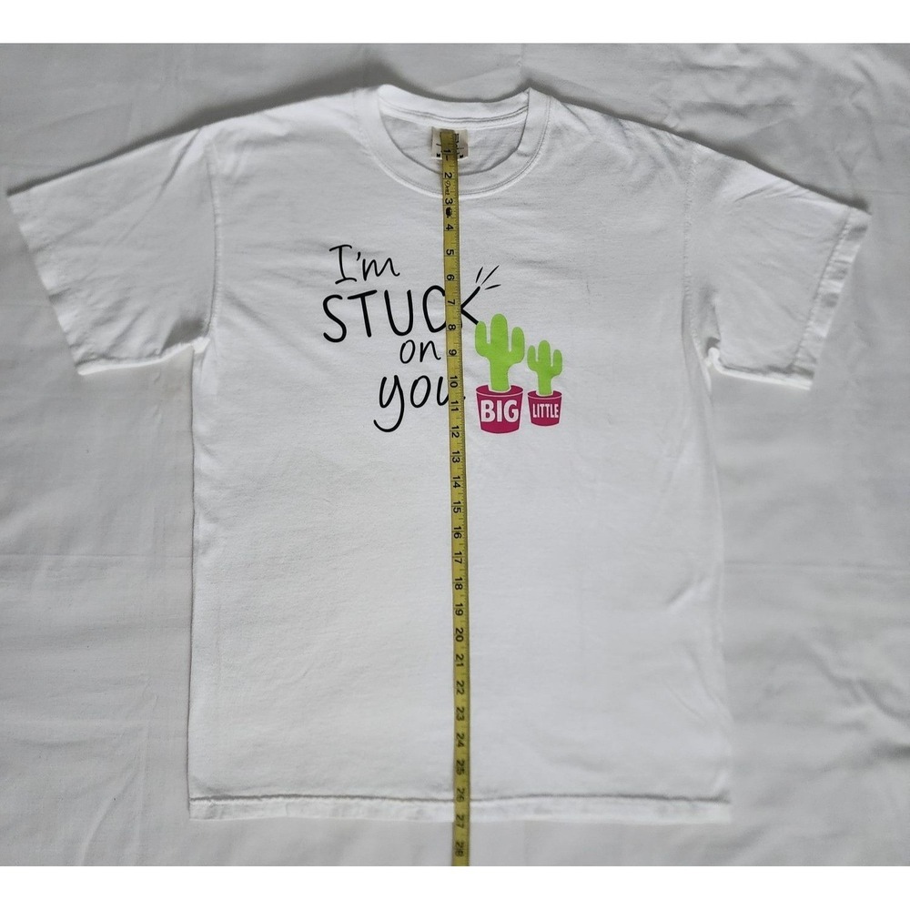Comfort Colors Unisex I'm Stuck On You Big Little Cactus White T-Shirt Medium - Picture 8 of 8